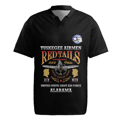 Personalized Red Tails Legacy Rugby Jersey WWII Legacy Tribute - Black Color - African Pride