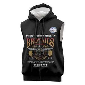 Personalized Red Tails Legacy Sleeveless Zip Hoodie WWII Legacy Tribute - Black Color - African Pride