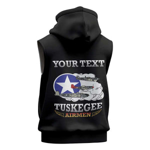 Personalized Red Tails Legacy Sleeveless Zip Hoodie WWII Legacy Tribute - Black Color - African Pride