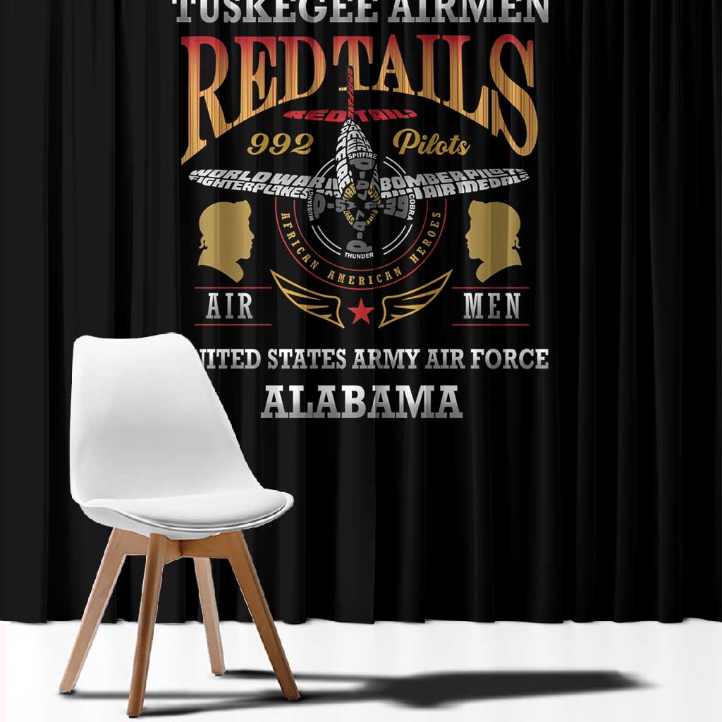 Red Tails Legacy Window Curtain WWII Legacy Tribute - Black Color - African Pride