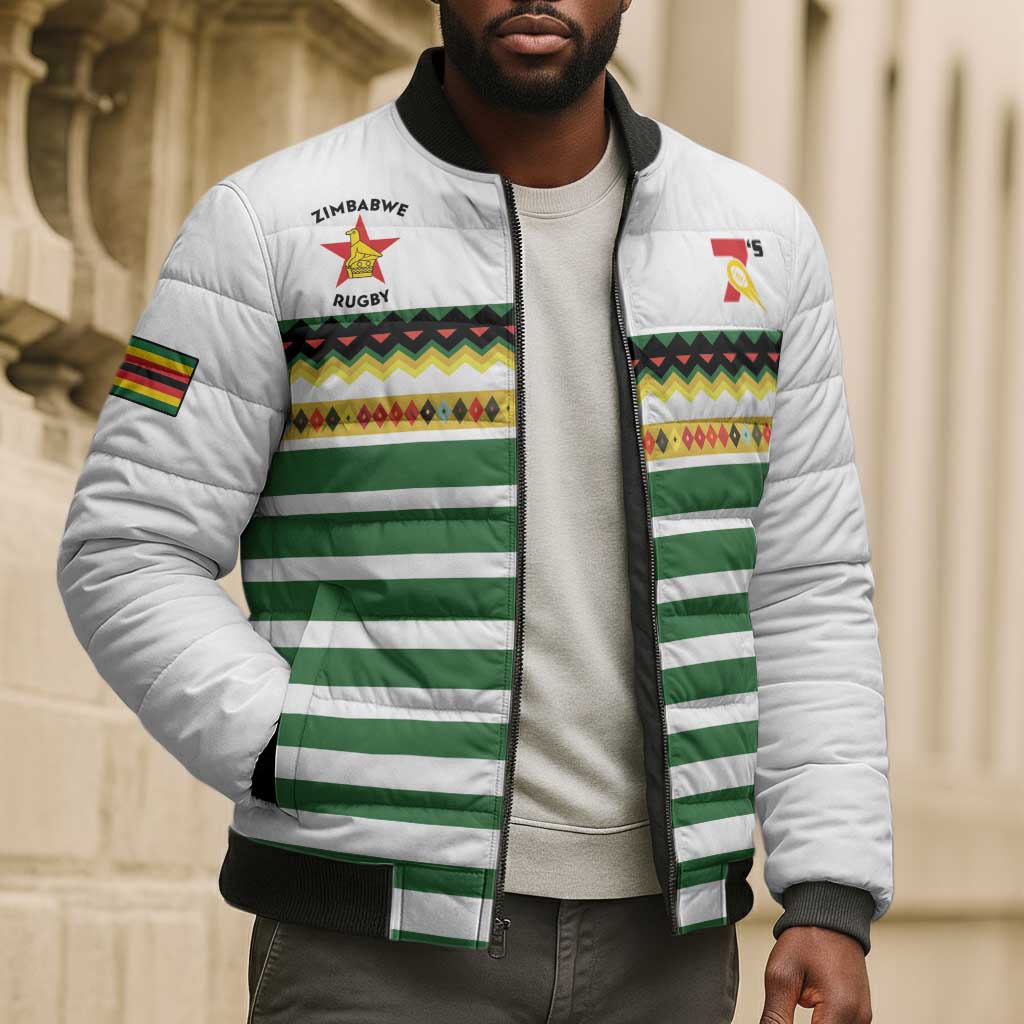 Zimbabwe Rugby Sevens Custom Bomber Puffer Jacket Go Cheetahs Go