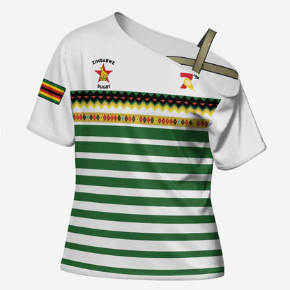 Zimbabwe Rugby Sevens Custom Cross Shoulder Shirt Go Cheetahs Go