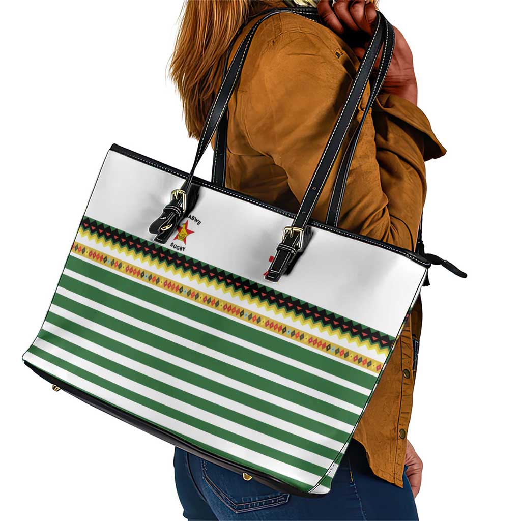 Zimbabwe Rugby Sevens Leather Tote Bag Go Cheetahs - African Pride