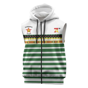 Zimbabwe Rugby Sevens Custom Sleeveless Zip Hoodie Go Cheetahs - African Pride