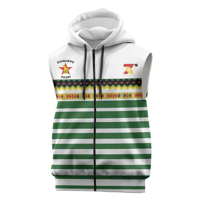 Zimbabwe Rugby Sevens Custom Sleeveless Zip Hoodie Go Cheetahs - African Pride