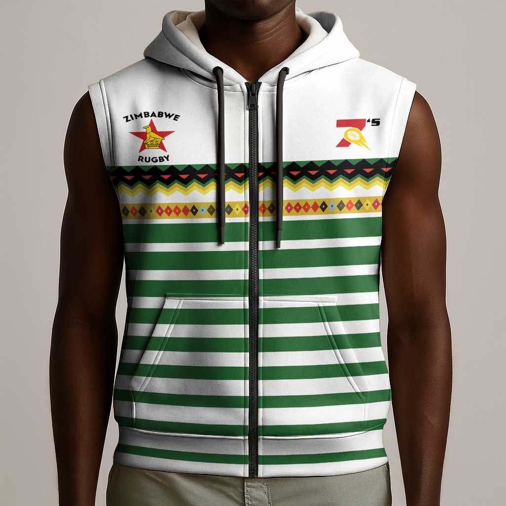 Zimbabwe Rugby Sevens Custom Sleeveless Zip Hoodie Go Cheetahs - African Pride