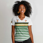 Zimbabwe Rugby Sevens Custom Women V-Neck T-Shirt Go Cheetahs - African Pride