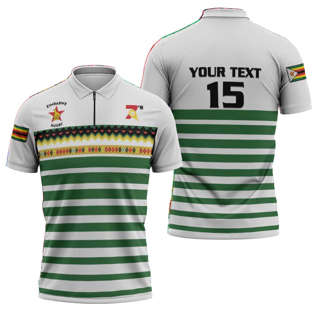 Zimbabwe Rugby Sevens Custom Zipper Polo Shirt Go Cheetahs Go