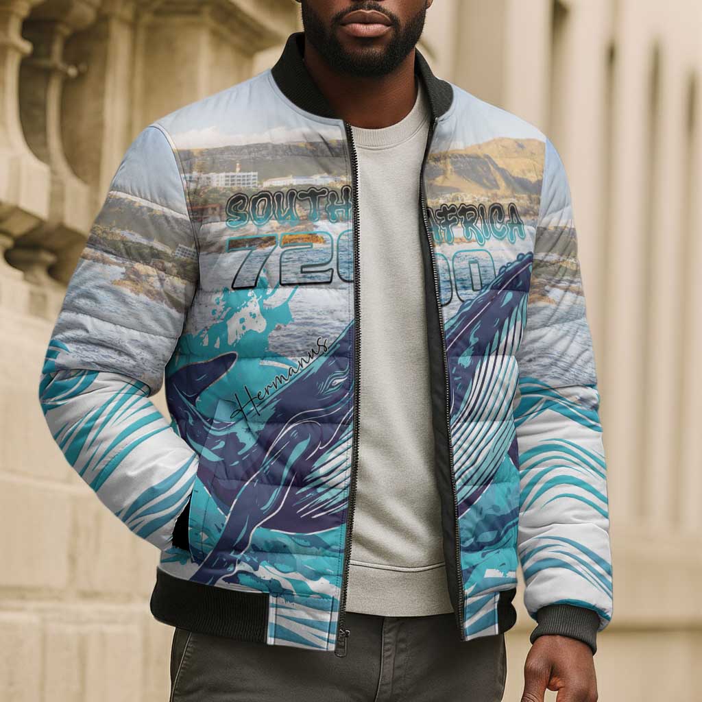 Personalized South Africa Whale Bomber Puffer Jacket Hermanus Fest