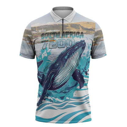 Personalized South Africa Whale Zipper Polo Shirt Hermanus Fest