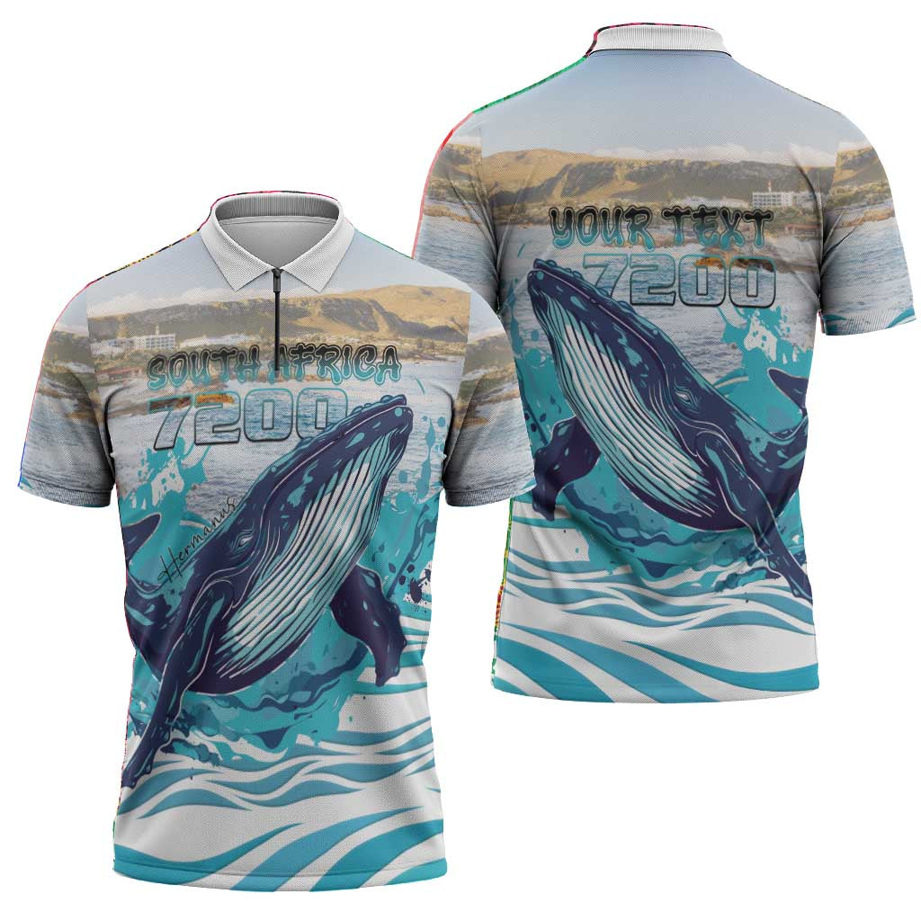 Personalized South Africa Whale Zipper Polo Shirt Hermanus Fest