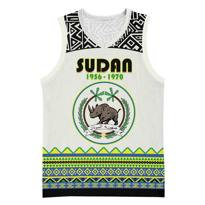 Personalized Sudan Basketball Jersey Coat Of Arms 1956-1970 With African Pattern LT15