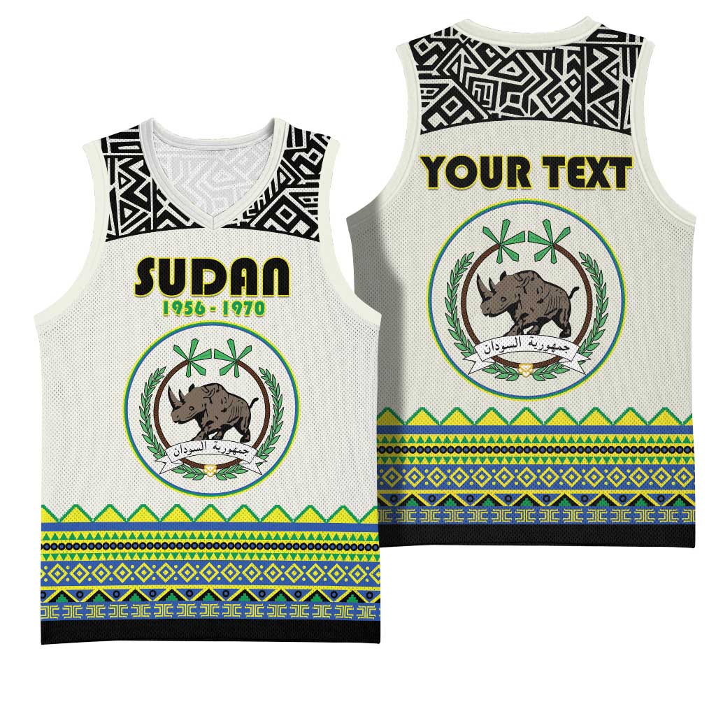 Personalized Sudan Basketball Jersey Coat Of Arms 1956-1970 With African Pattern LT15