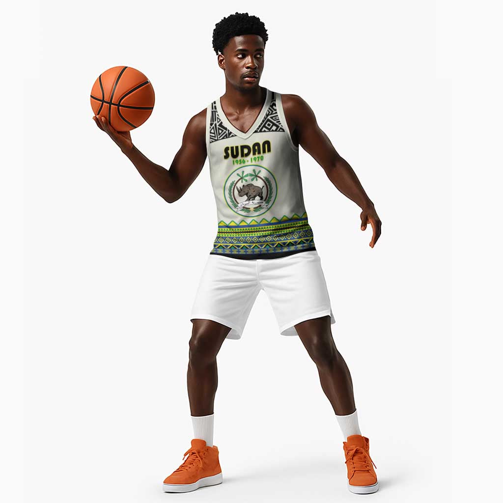 Personalized Sudan Basketball Jersey Coat Of Arms 1956-1970 With African Pattern LT15