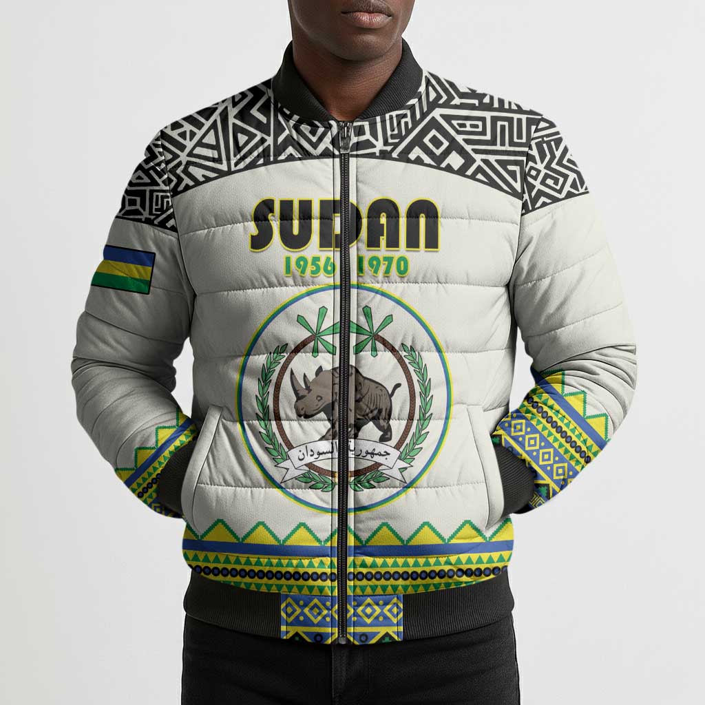 Personalized Sudan 1956-1970 Bomber Puffer Jacket With African Pattern