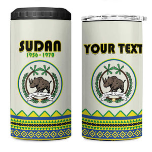 Personalized Sudan 4 in 1 Can Cooler Tumbler Coat Of Arms 1956-1970 With African Pattern - African Pride