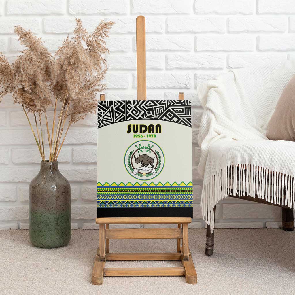 Sudan Canvas Wall Art Coat Of Arms 1956-1970 With African Pattern - African Pride