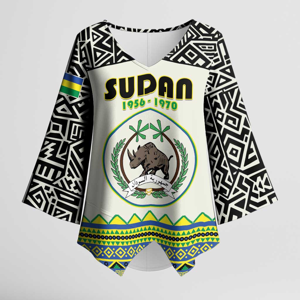 Personalized Sudan 1956-1970 Kimono Sleeve Blouse With African Pattern