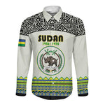 Personalized Sudan Long Sleeve Button Shirt Coat Of Arms 1956-1970 With African Pattern - African Pride