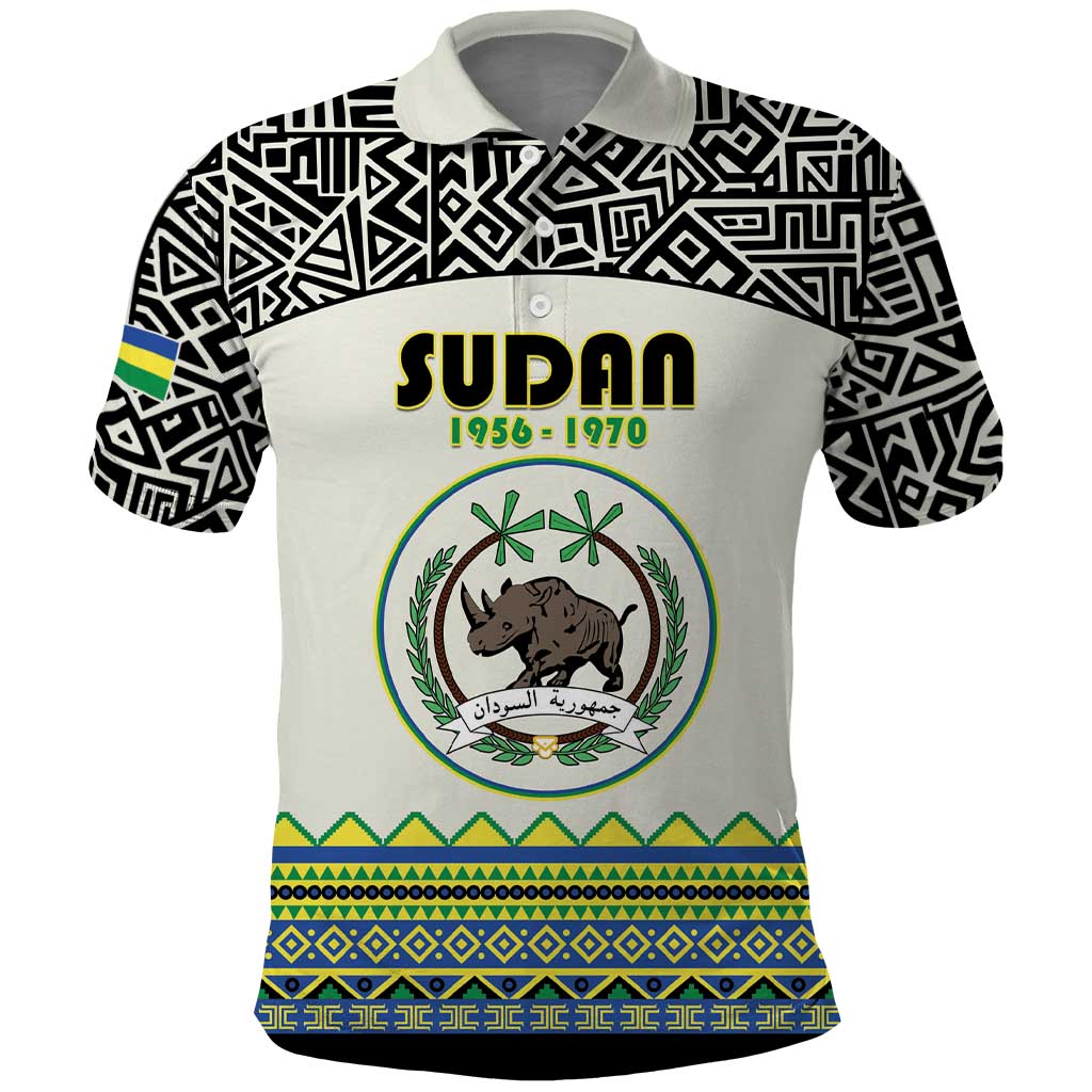 Personalized Sudan Polo Shirt Coat Of Arms 1956-1970 With African Pattern - African Pride
