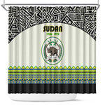 Sudan Shower Curtain Coat Of Arms 1956-1970 With African Pattern - African Pride