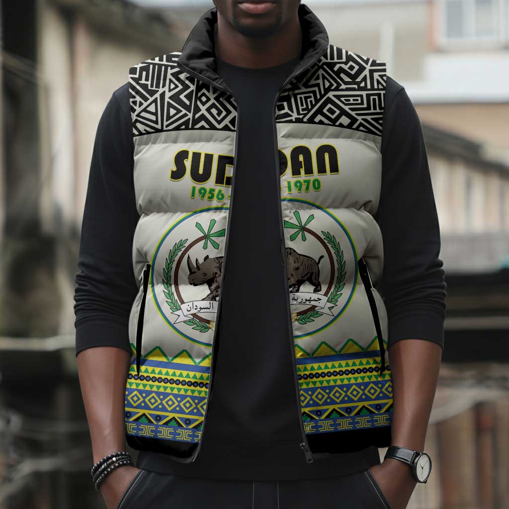 Personalized Sudan 1956-1970 Sleeveless Puffer Jacket With African Pattern
