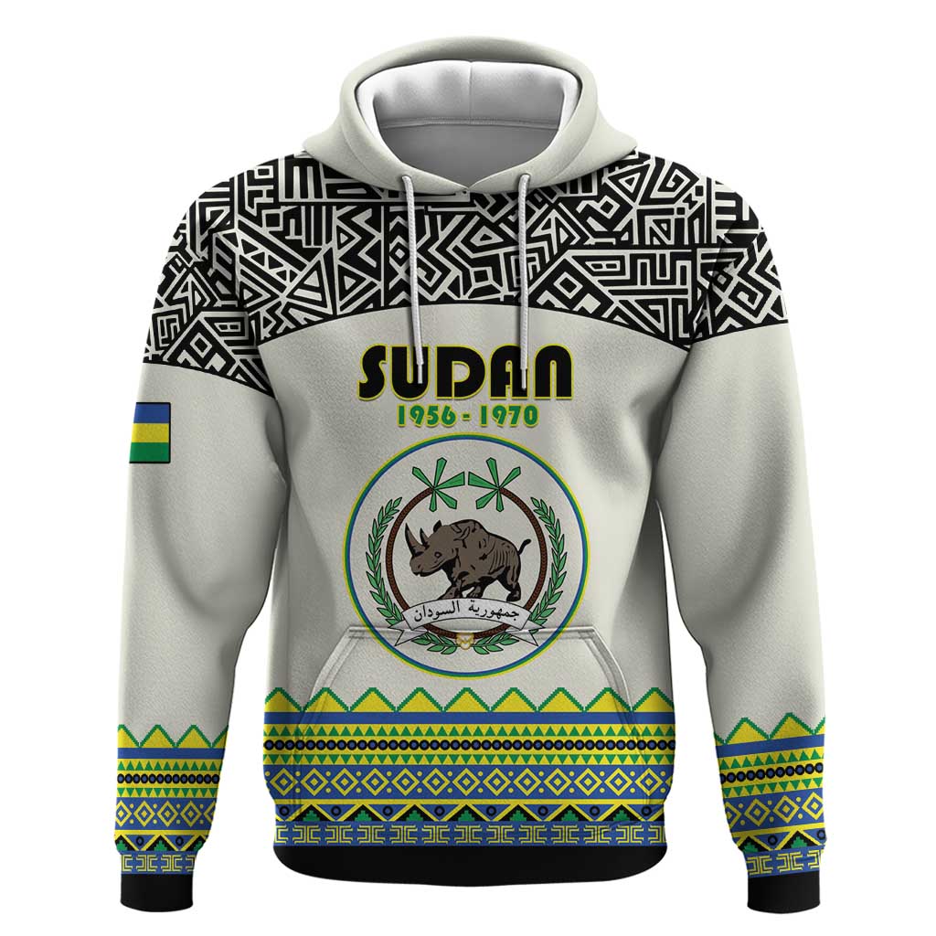Personalized Sudan Zip Hoodie Coat Of Arms 1956-1970 With African Pattern - African Pride