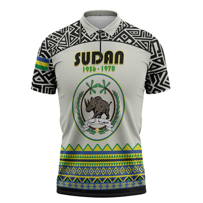 Personalized Sudan 1956-1970 Zipper Polo Shirt With African Pattern
