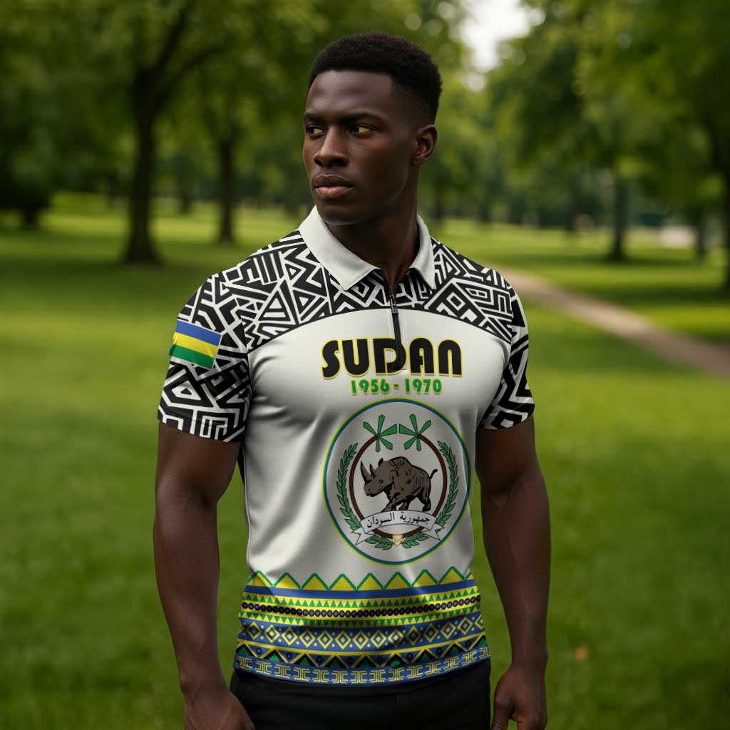 Personalized Sudan 1956-1970 Zipper Polo Shirt With African Pattern