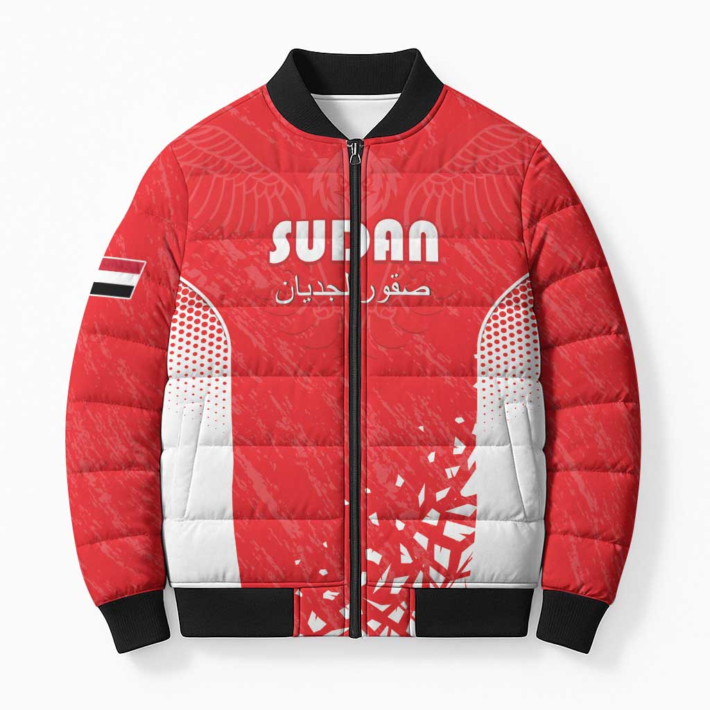 Custom Sudan Football Bomber Puffer Jacket Come On Falcons of Jediane