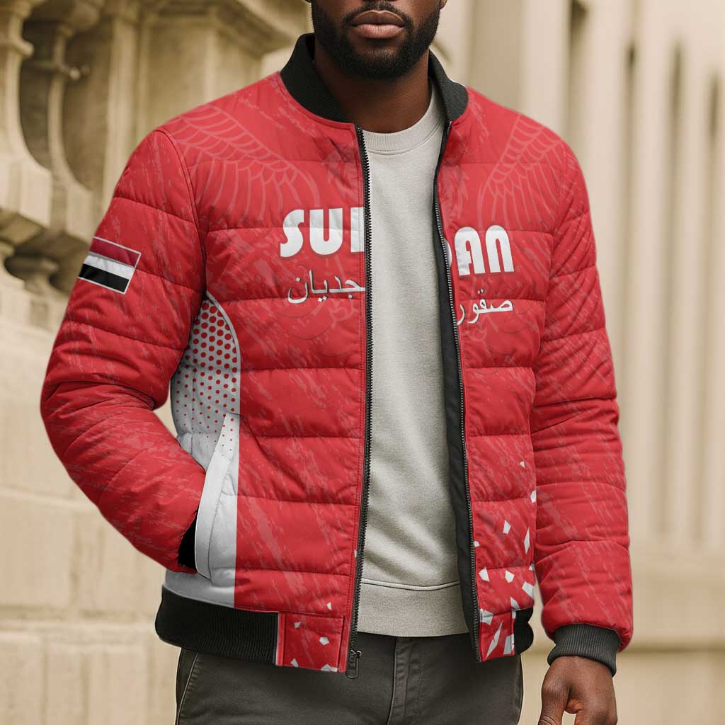 Custom Sudan Football Bomber Puffer Jacket Come On Falcons of Jediane