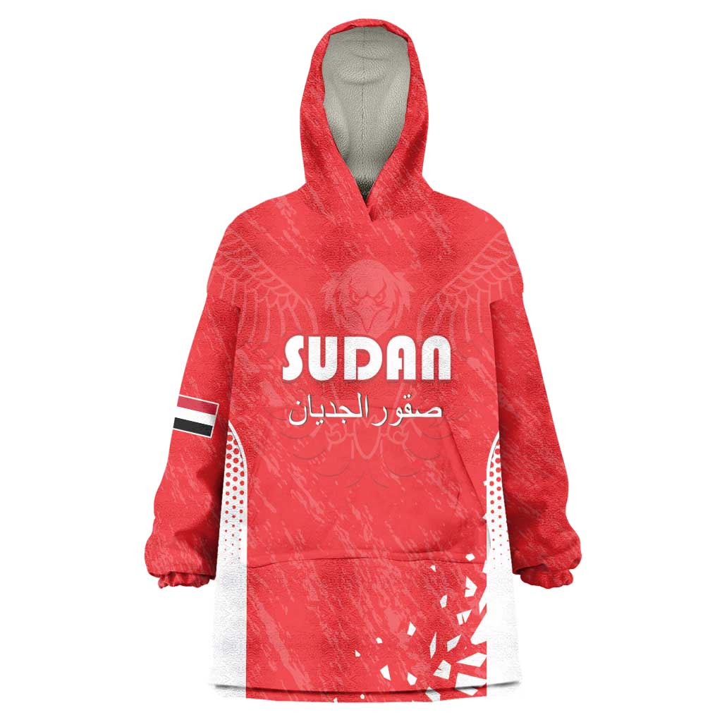 Custom Sudan Football Kid Wearable Blanket Hoodie Yalla Falcons of Jediane - African Pride