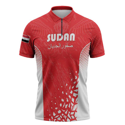 Custom Sudan Football Zipper Polo Shirt Come On Falcons of Jediane