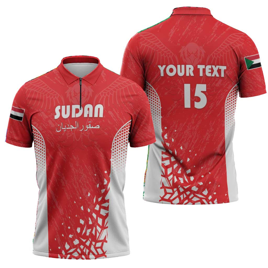 Custom Sudan Football Zipper Polo Shirt Come On Falcons of Jediane