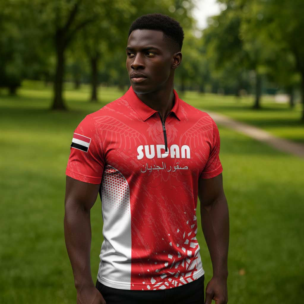 Custom Sudan Football Zipper Polo Shirt Come On Falcons of Jediane