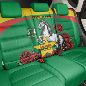 Personalized Burkina Faso Back Car Seat Cover White Stallion With Red Rose - Republic Day