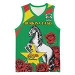 Personalized Burkina Faso Basketball Jersey White Stallion With Red Rose - Republic Day LT15