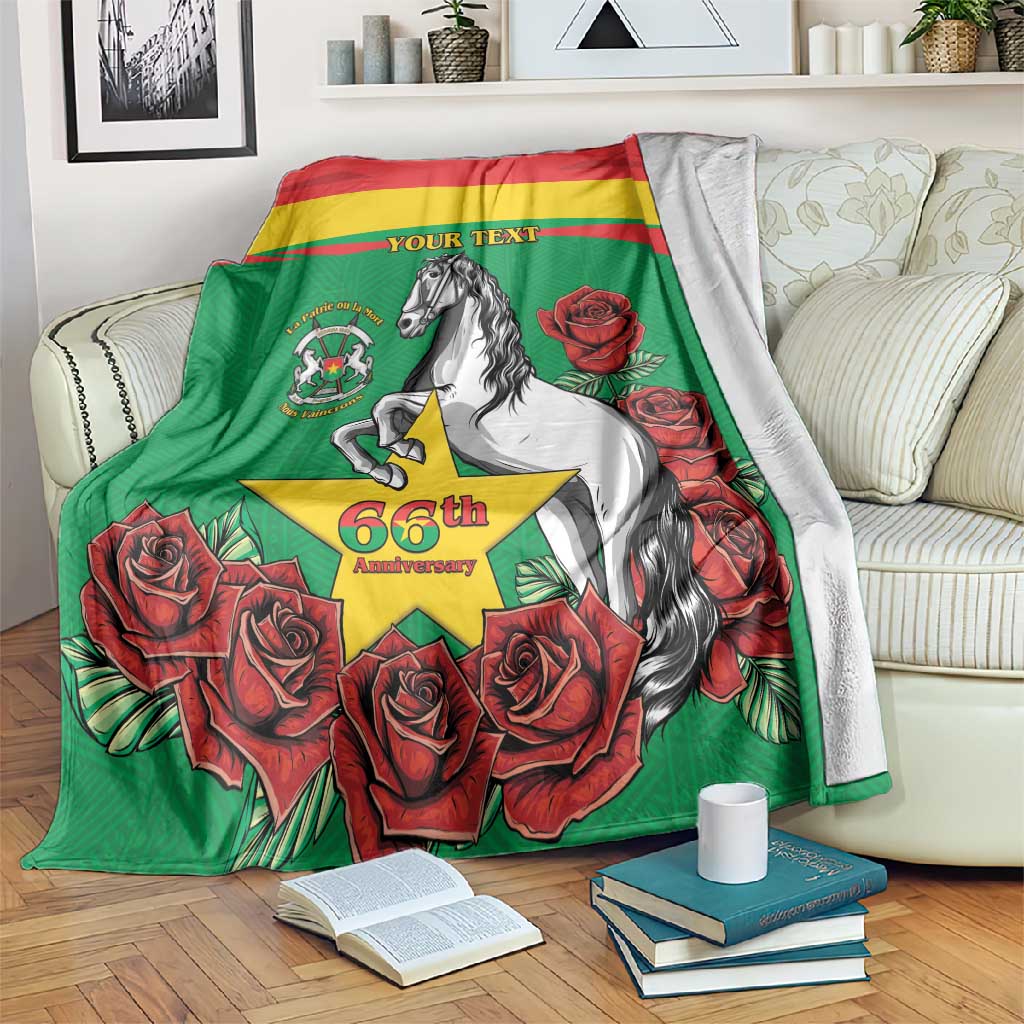 Personalized Burkina Faso Blanket White Stallion With Red Rose - Republic Day