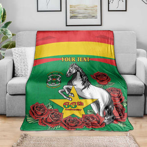 Personalized Burkina Faso Blanket White Stallion With Red Rose - Republic Day