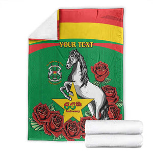 Personalized Burkina Faso Blanket White Stallion With Red Rose - Republic Day