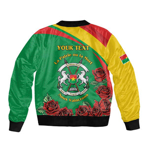 Personalized Burkina Faso Bomber Jacket White Stallion With Red Rose - Republic Day