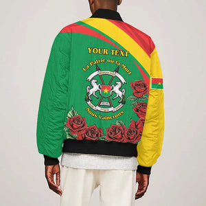 Personalized Burkina Faso Bomber Jacket White Stallion With Red Rose - Republic Day