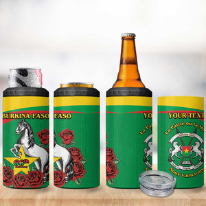 Personalized Burkina Faso 4 in 1 Can Cooler Tumbler White Stallion With Red Rose - Republic Day