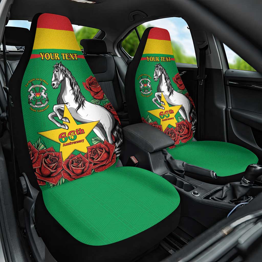 Personalized Burkina Faso Car Seat Cover White Stallion With Red Rose - Republic Day