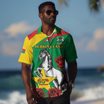 Personalized Burkina Faso Hawaiian Shirt White Stallion With Red Rose - Republic Day