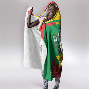 Personalized Burkina Faso Hooded Blanket White Stallion With Red Rose - Republic Day