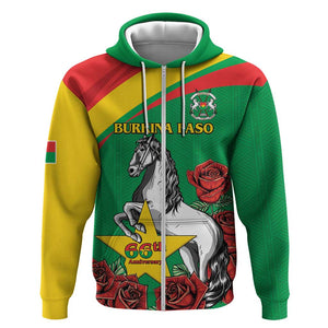 Personalized Burkina Faso Hoodie White Stallion With Red Rose - Republic Day