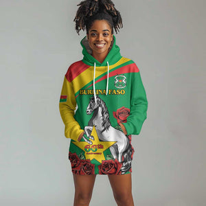 Personalized Burkina Faso Hoodie Dress White Stallion With Red Rose - Republic Day