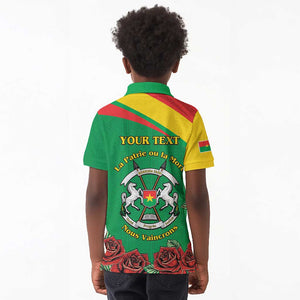 Personalized Burkina Faso Kid Polo Shirt White Stallion With Red Rose - Republic Day