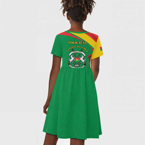 Personalized Burkina Faso Kid Short Sleeve Dress White Stallion With Red Rose - Republic Day